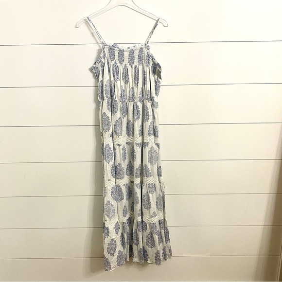 Masalababy New Floral Maxi Sundress w/ Metallic Threading in Blue & White - Picture 3 of 15